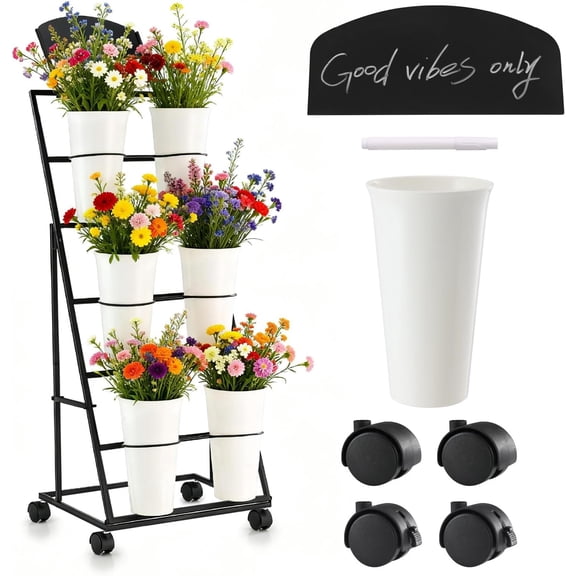 Flower Display Stand with Buckets Flower Cart for