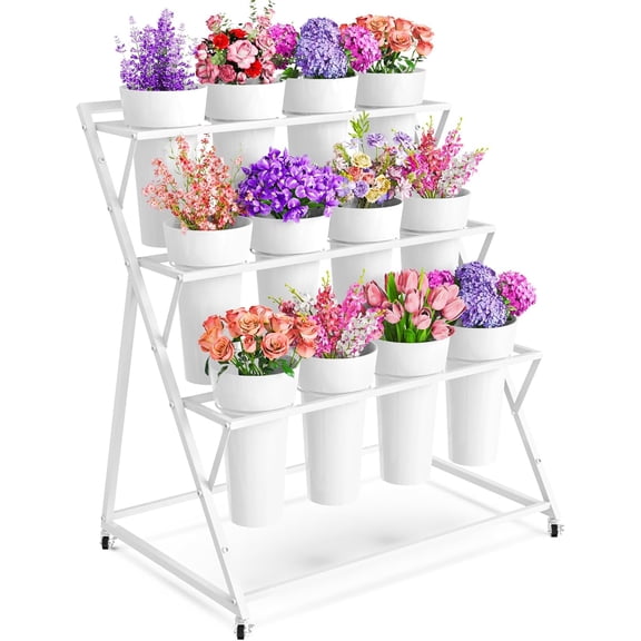 Flower Display Stand with Wheels Flower Cart for Indoor Outdoor Wedding Party Garden