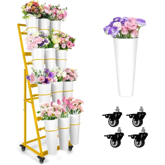 Flower Display Stand with Wheels Flower Cart for Wedding Garden Decor