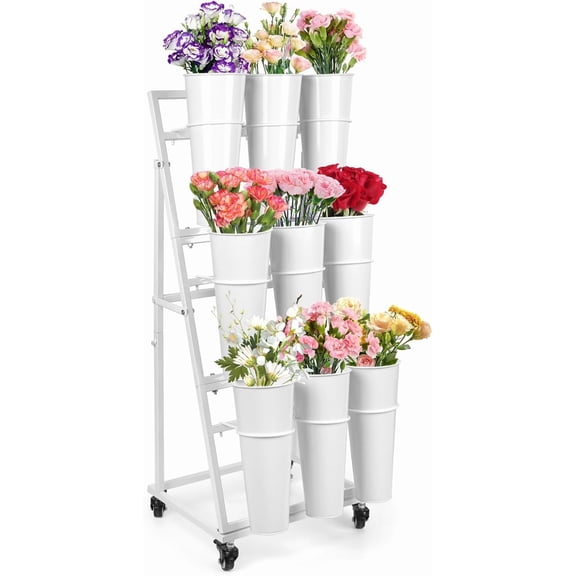 Flower Display Stand with Wheels Flower Cart for Wedding Garden Decor