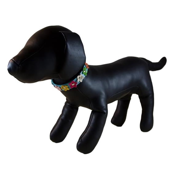 Flower Dog Collar - Blue - Small