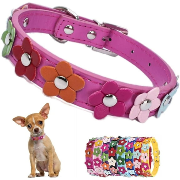 Flower Dog Collars for Small Dogs, Fancy Pretty Colorful Floral Cute Girl Puppy Collar for Xs Small Breed Pet Female Dogs Cats