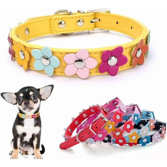 Flower Dog Collars for Small Dogs, Fancy Pretty Colorful Floral Cute Girl Puppy Collar for Xs Small Breed Pet Female Dogs Cats