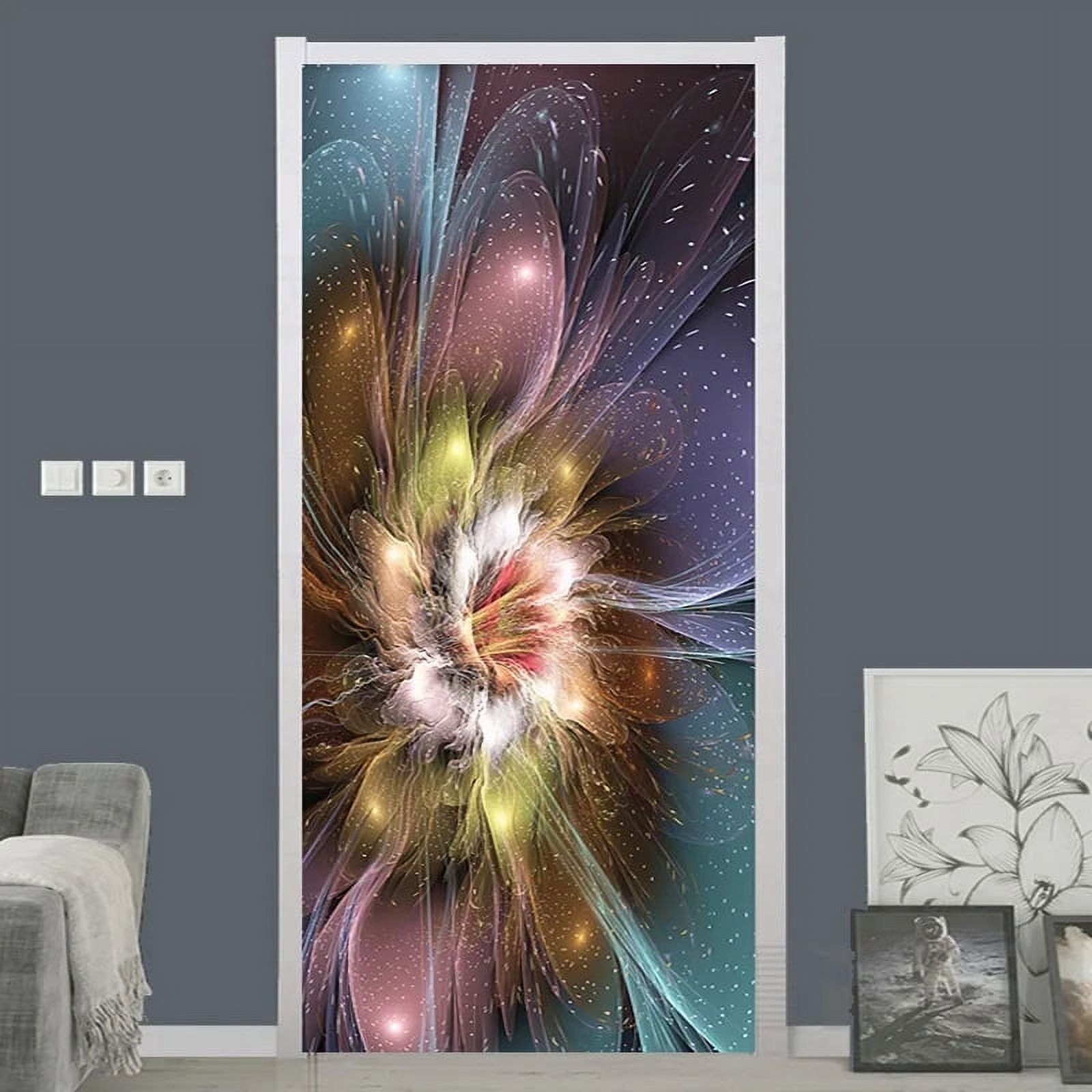Flower Door Sticker 3D Wallpaper Adhesive Romantic Rose Custom Wall r ...