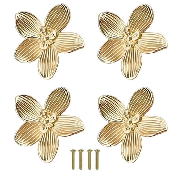 Flower Drawer Knobs Petal Cabinet Knobs Dresser Knobs Furniture Drawer Pulls Handles for Wardrobe Door Pulls Old Gold