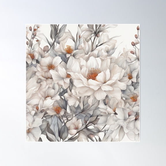 Flower Drawing Pattern 2 Poster Wall Art, Modern Wall Decor For Living Room Bedroom, 24x24 UNFRAMED