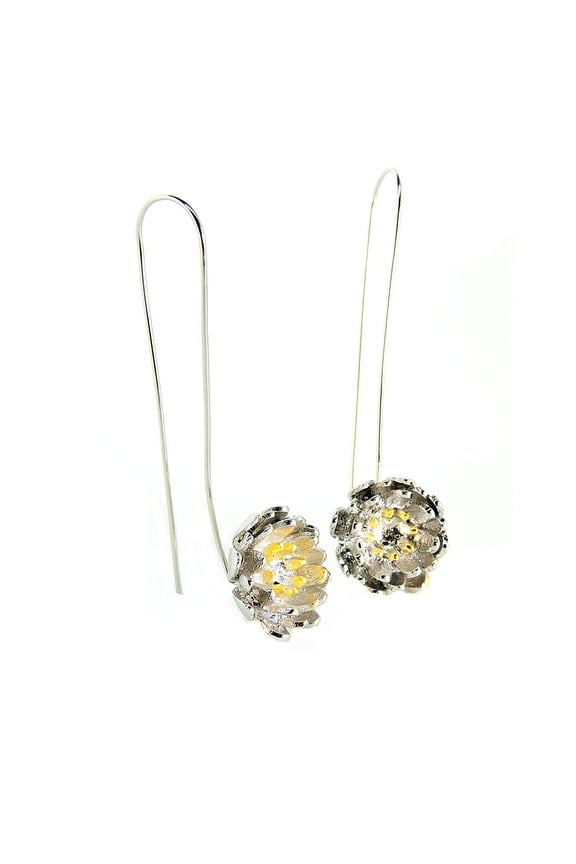 Flower Drop Long Earrings for Women Dangle Hook Gold Plated Ginger Lyne Collection