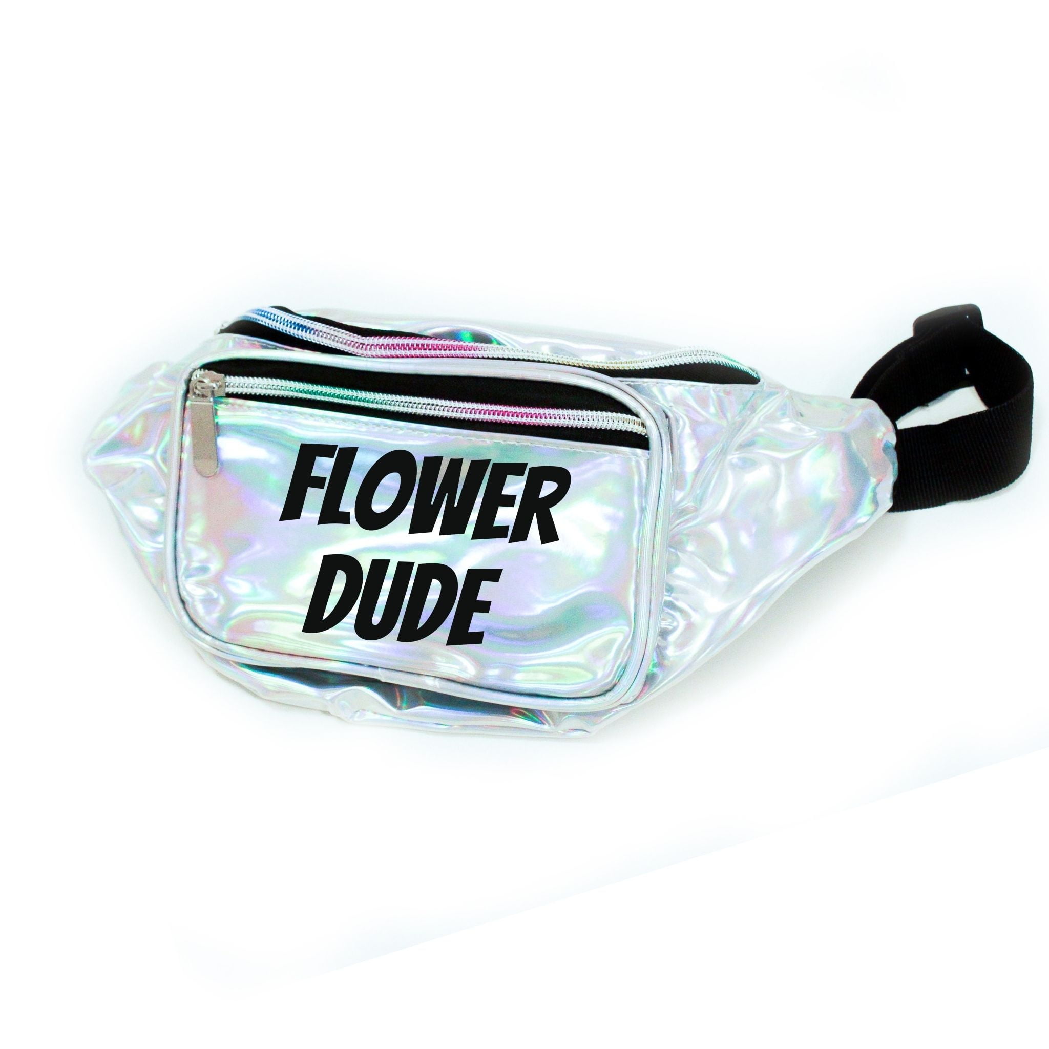 Flower Dude Silver Holographic Metallic Fanny Pack