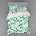 thumbnail image 1 of Flower Duvet Cover Set, Floral Pattern with Rose Vintage Inspired Watercolor Style Print Pastel, Bedding Set with Shams and Fitted Sheet, 3 Sizes, by Ambesonne, 1 of 3