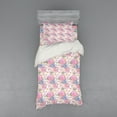 thumbnail image 1 of Flower Duvet Cover Set, Fresh Garden of Spring Theme Nature Coming Alive with Flyaway Buds and Blossoms, Bedding Set with Shams and Fitted Sheet, 3 Sizes, by Ambesonne, 1 of 3