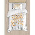 thumbnail image 1 of Flower Duvet Cover Set, Hand Drawn Style Yellow Daisies Like Flowers with Black Lines and Leaves Print, Decorative 2 Piece Bedding Set with 1 Pillow Shams, Twin Size, Yellow and Black, by Ambesonne, 1 of 3