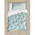 thumbnail image 1 of Flower Duvet Cover Set, Hydrangea Flowers over Soft Background Wedding Bridal Design, Decorative 2 Piece Bedding Set with 1 Pillow Shams, Twin Size, Pale Blue Reseda Green, by Ambesonne, 1 of 3