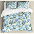 thumbnail image 1 of Flower Duvet Cover Set, Hydrangea Flowers over Soft Background Wedding Bridal Design, Decorative 3 Piece Bedding Set with 2 Pillow Shams, Queen Size, Pale Blue Reseda Green, by Ambesonne, 1 of 3