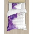 thumbnail image 1 of Flower Duvet Cover Set, Iris Flowers Petals Against the Water River Nature Image, Decorative 2 Piece Bedding Set with 1 Pillow Shams, Twin Size, Violet White, by Ambesonne, 1 of 3