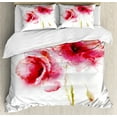 thumbnail image 1 of Flower Duvet Cover Set Little Red Spring Summer Time Garden Florals Poppy Decorative 3 Piece Beddin, 1 of 5