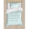 thumbnail image 1 of Flower Duvet Cover Set, Pattern with Flower Stems Blooming Springtime Simple Design Art Print, Decorative 2 Piece Bedding Set with 1 Pillow Shams, Twin Size, Pale Blue Teal White, by Ambesonne, 1 of 3