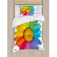 thumbnail image 1 of Flower Duvet Cover Set, Rainbow Colored Sunflower or Daisy Spring Inspired Image Hippie Style Modern Design, Decorative Bedding Set with Pillow Shams, Multicolor, by Ambesonne, 1 of 3