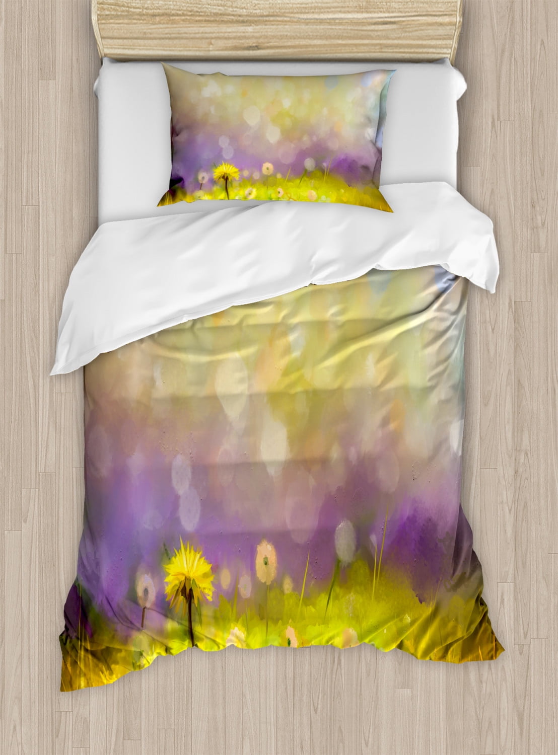 Twin Pastel Floral Watercolor Duvet Cover Set