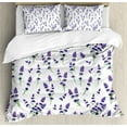thumbnail image 1 of Flower Duvet Cover Set, Watercolor Lavender Flowering Fragrant Pale Plant Essential Oil Extract Temperate, Decorative 3 Piece Bedding Set with 2 Pillow Shams, King Size, Violet Green, by Ambesonne, 1 of 3