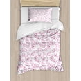 thumbnail image 1 of Flower Duvet Cover Set, Watercolor Pastel Colored Romantic Florals Petals and Buds Art Print, Decorative 2 Piece Bedding Set with 1 Pillow Shams, Twin Size, Pale Pink White, by Ambesonne, 1 of 3