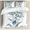 thumbnail image 1 of Flower Duvet Cover Set, X-ray Image of Flower Floral Radiography Uv Different Vision of Mother Earth Print, Decorative 3 Piece Bedding Set with 2 Pillow Shams, Queen Size, Teal White, by Ambesonne, 1 of 3