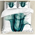 thumbnail image 1 of Flower Duvet Cover Set, X-ray Image of a Rose Flower Romance Creative Nature Picture Print, Decorative 3 Piece Bedding Set with 2 Pillow Shams, King Size, Teal White, by Ambesonne, 1 of 3