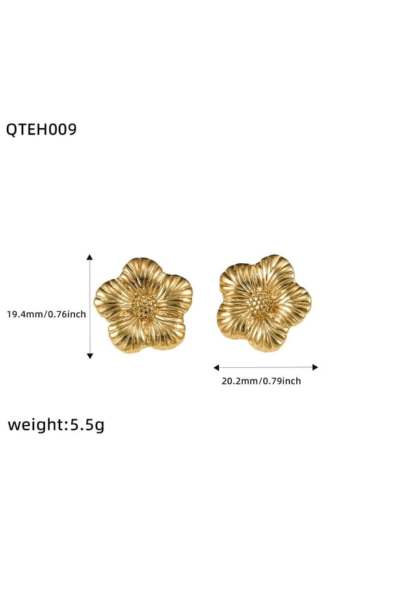 Flower Earlobe Earrings Stainless Steel, Nontarnish earring, Flower style Piercing Jewelry for Women