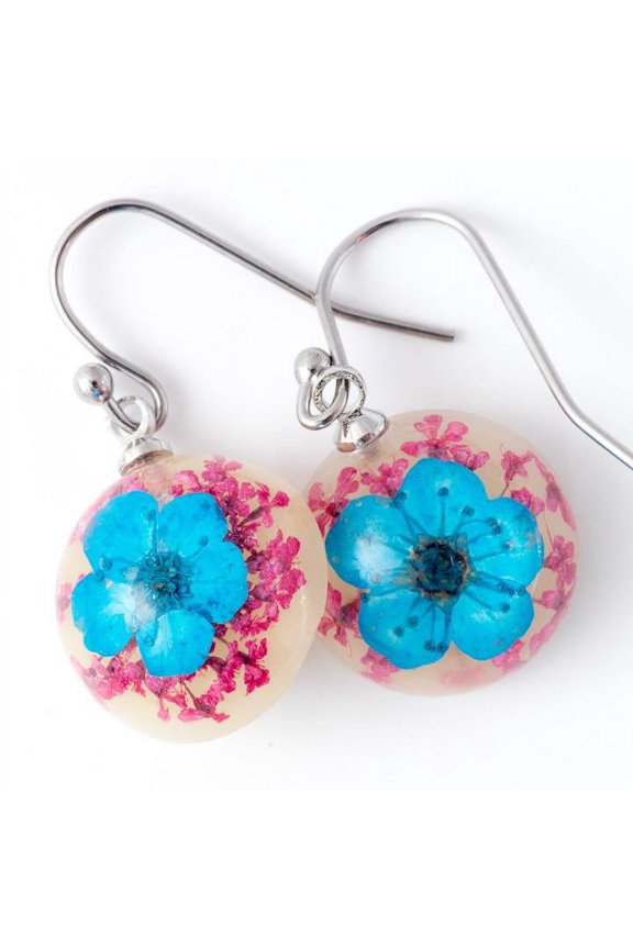 Flower Earrings Mini Orb Earrings Blue-Purple