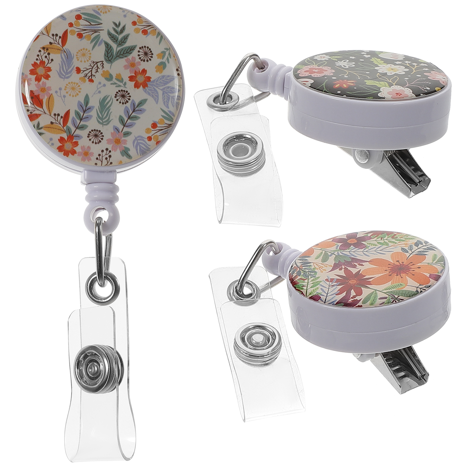 Flower Easy Pull Buckle Name Tag Reel Portable Badge Clip Nursing