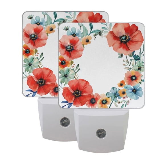 Flower Edge Arrangement LED Night Light with Smart Sensor Plug Into Wall Dusk to Dawn 2 packs