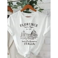 thumbnail image 1 of Flower, Eiffel Tower & Bicycle Printed Women's Casual Round Neck Short Sleeve T-Shirt Bonjour Paris Graphic Tees Women Tops, 1 of 4