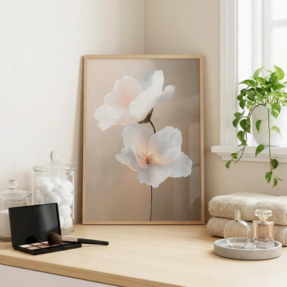 Botanical Flower Graphics Flower Elegant Botanical Art In And Warm Sandy Poster , Poster Print ...