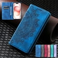 thumbnail image 1 of Flower Embossed Flip Wallet Leather Case for iPhone 16ProMax 16Pro 16Plus 16 16e 15ProMax 15Pro 15Plus 15 14ProMax 14Pro 14 13ProMax 13Pro 13 12ProMax 12Pro 12 11 XS Max XR X 8 7 Plus SE, 1 of 11