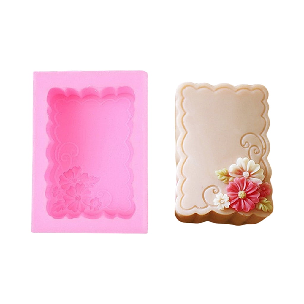 Flower Embossed Retangular Silicone Soap Molds Retangular Silicone ...