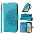 thumbnail image 1 of Flower Embossed Wallet Case for iPhone XS Max, Durable PU Leather Flip Folio Case with Card Slots Magnetic Closure Kickstand and Wrist Strap Shockproof Purse Cover for iPhone XS Max(6.5 inch),Blue, 1 of 12