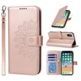 thumbnail image 1 of Flower Embossed Wallet Case for iPhone XS Max, Durable PU Leather Flip Folio Case with Card Slots Magnetic Closure Kickstand and Wrist Strap Shockproof Purse Cover for iPhone XS Max(6.5 inch),Rosegold, 1 of 12