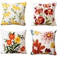 thumbnail image 1 of Flower Embroidered Pillow Covers Farmhouse Throw Pillow Cover Garden Cushion Case for Home Decor Couch Throw Pillows 18x18inch Set of 4, 1 of 6