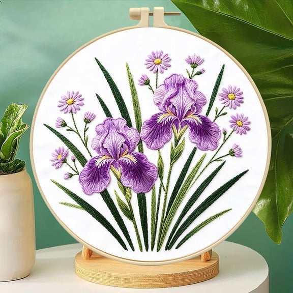 Flower Embroidery Kit for Beginners Adults Cross Stitch Needlepoint Kits Hand Craft with Plant Patterns