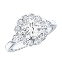 Rosec Jewels Flower Engagement Ring - Lab Created Diamond Halo Ring - EF-VS Quality Certified, 925 Sterling Silver, US 4.00