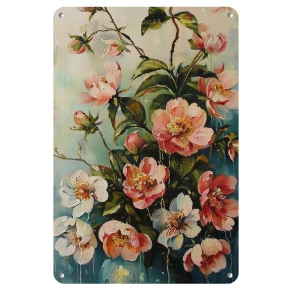 Flower Essence" 8"x12" Metal Tin Sign - Vibrant Wall Art for Home & Party Decor, No Power Needed, Capturing The Essence, Blossom