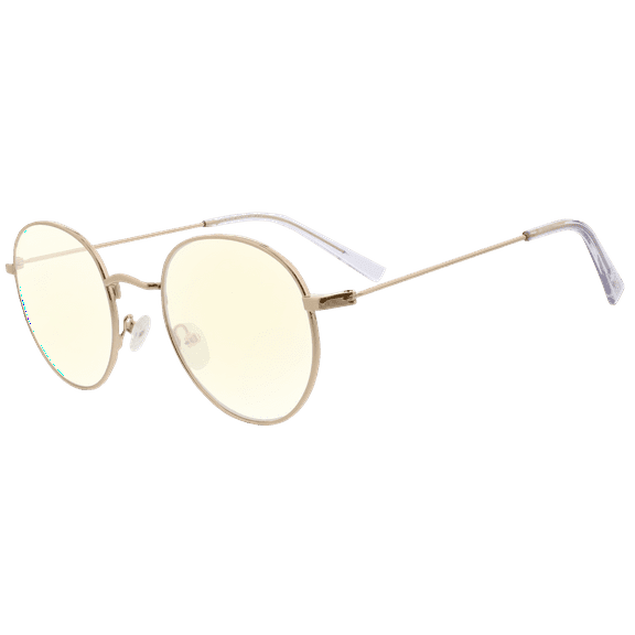 Flower Eyewear Handmade BlueLight Blocking Computer Glasses, Shiny Gold