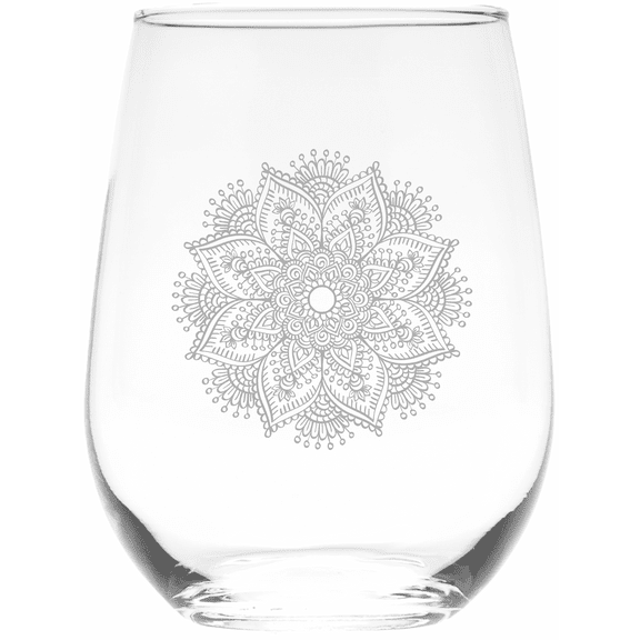 C&M Personal Gifts 17 Flower Stemless Wine Glass (Style F1)