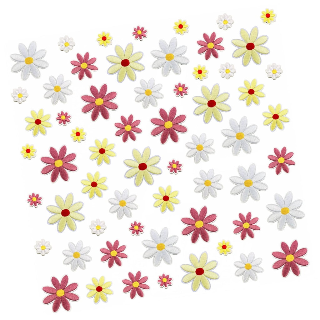Flower Fabric Patches Appliques with Hot-Melt Backing for Iron-On Use ...