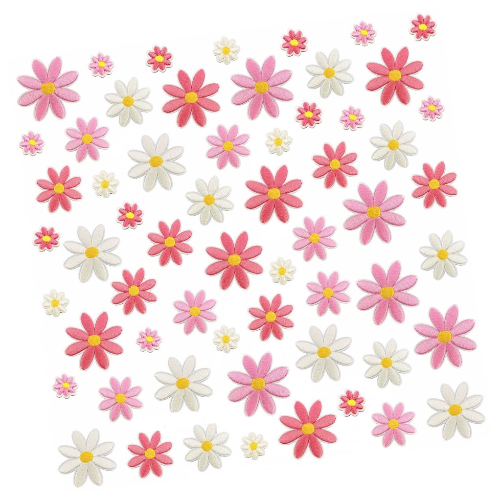 Flower Fabric Patches Appliques with Hot-Melt Backing for Iron-On Use ...