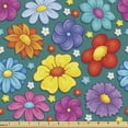 thumbnail image 1 of Ambesonne Flower Fabric by the Yard Upholstery, Spring Garden Pattern Floral, 1 Yard, Teal Multicolor, 1 of 5