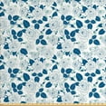 thumbnail image 1 of Flower Fabric by the Yard, Modern Floral Blossomed Outline Roses with Leaves on Polka Dots, Upholstery Fabric for Dining Chairs Home Decor Accents, Petrol Blue Almond Green by Ambesonne, 1 of 4