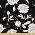 thumbnail image 1 of Ambesonne Flower Fabric by the Yard Upholstery, Botany Peonies Illustration, 1 Yard, Charcoal Grey and White, 1 of 5