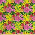 thumbnail image 1 of Ambesonne Flower Fabric by the Yard Upholstery, Green Tone Foliage on Yellow, 3 Yards, Multicolor, 1 of 4
