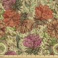 thumbnail image 1 of Flower Fabric by the Yard Upholstery, Love From Past Vintage Retrospective Hand Drawn Botanic Style of Illustration, Decorative Fabric for DIY and Home Accents, Multicolor by Ambesonne, 1 of 5