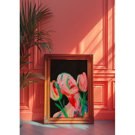 Flower Face Retro Trippy Newspaper Poster Unframed Paper Print